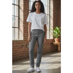 Aeropostale Women's Leggings Size Small Plaid Gray Black